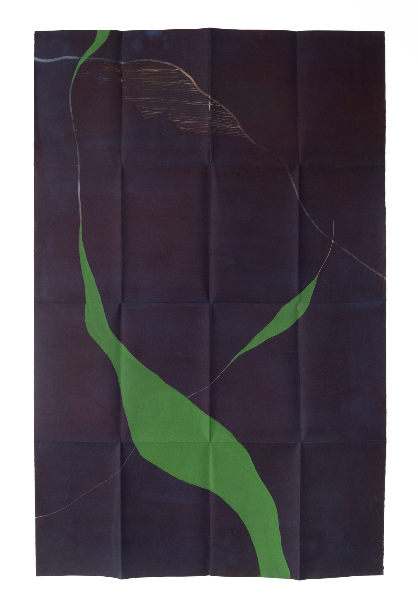 Mapa nocturno II, 2018, técnica mixta sobre papel, 100 × 70 cm