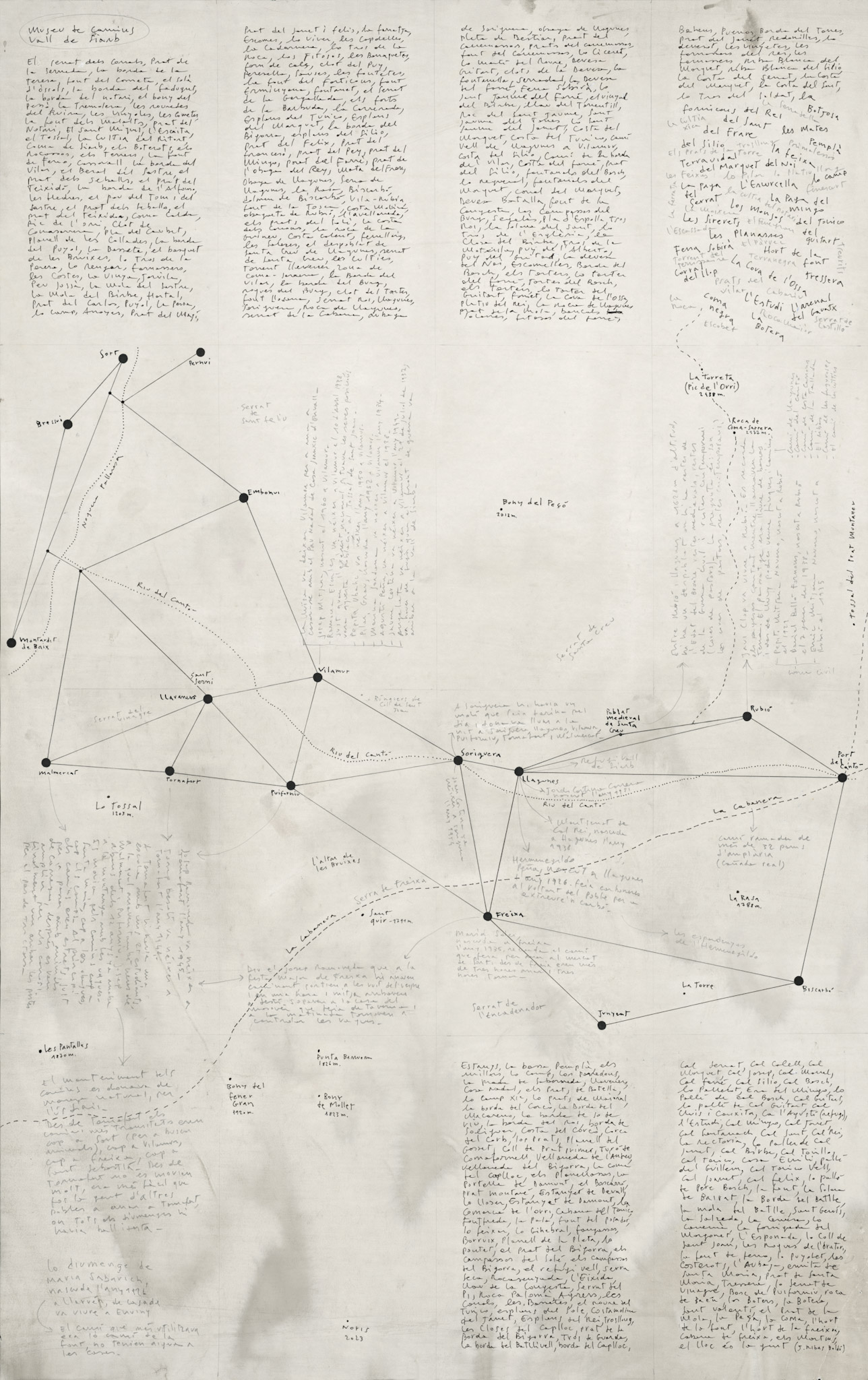 Vall de Siarb, Museu de Camins, 2023, 108 × 68cm, técnica mixta sobre papel
