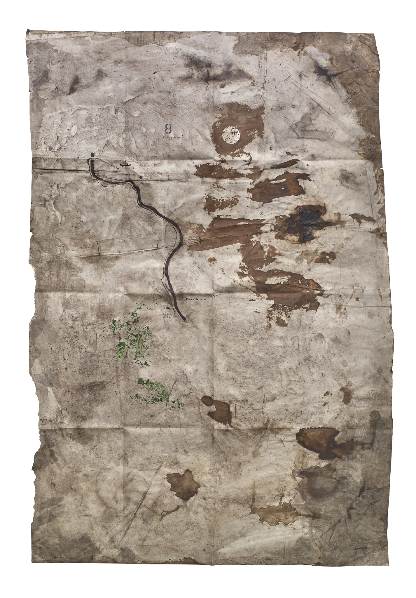 Mapa Sequere 06, técnica mixta y collage sobre papel, 150 × 100 cm