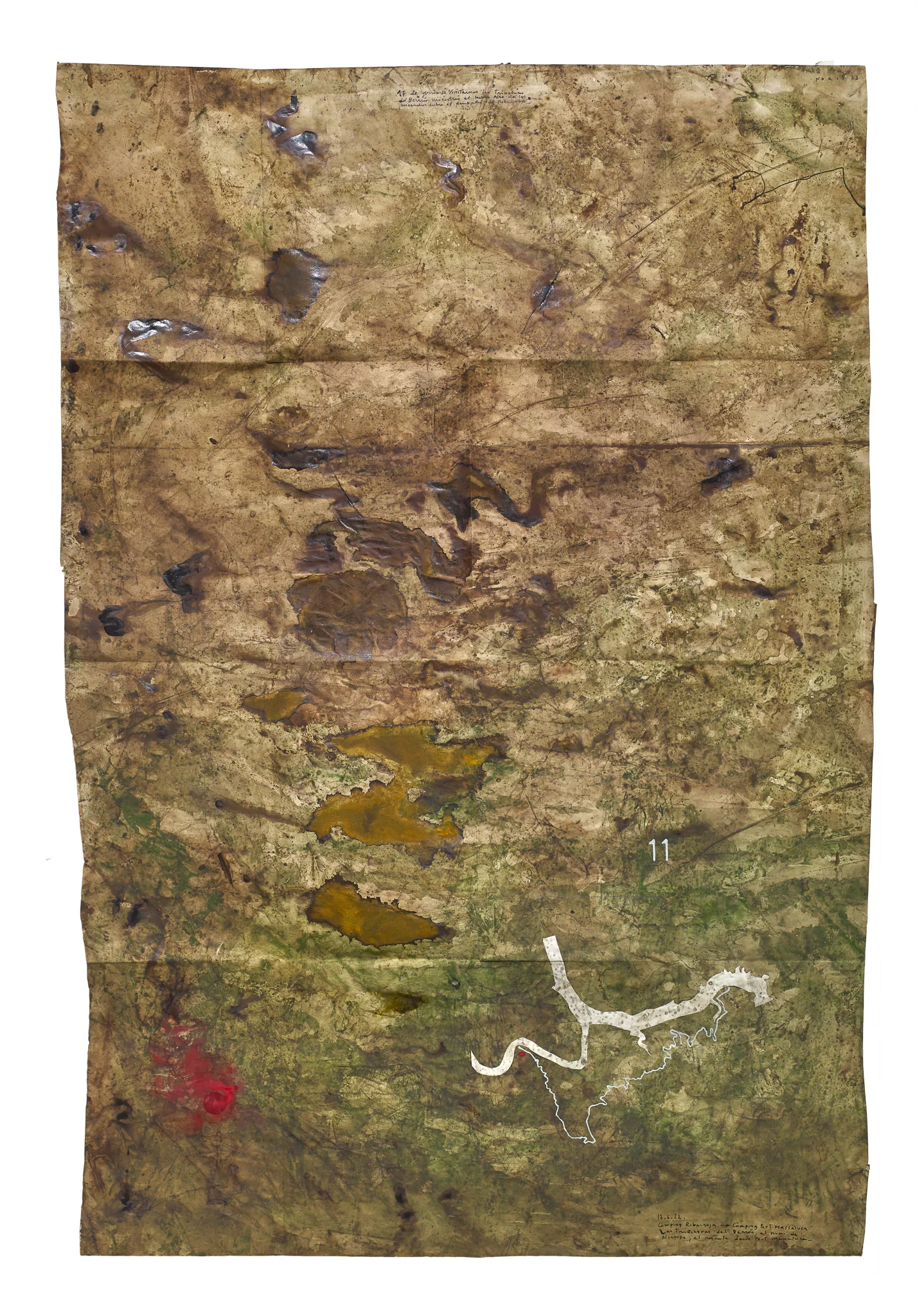 Mapa Sequere 08, técnica mixta y collage sobre papel, 150 × 100 cm