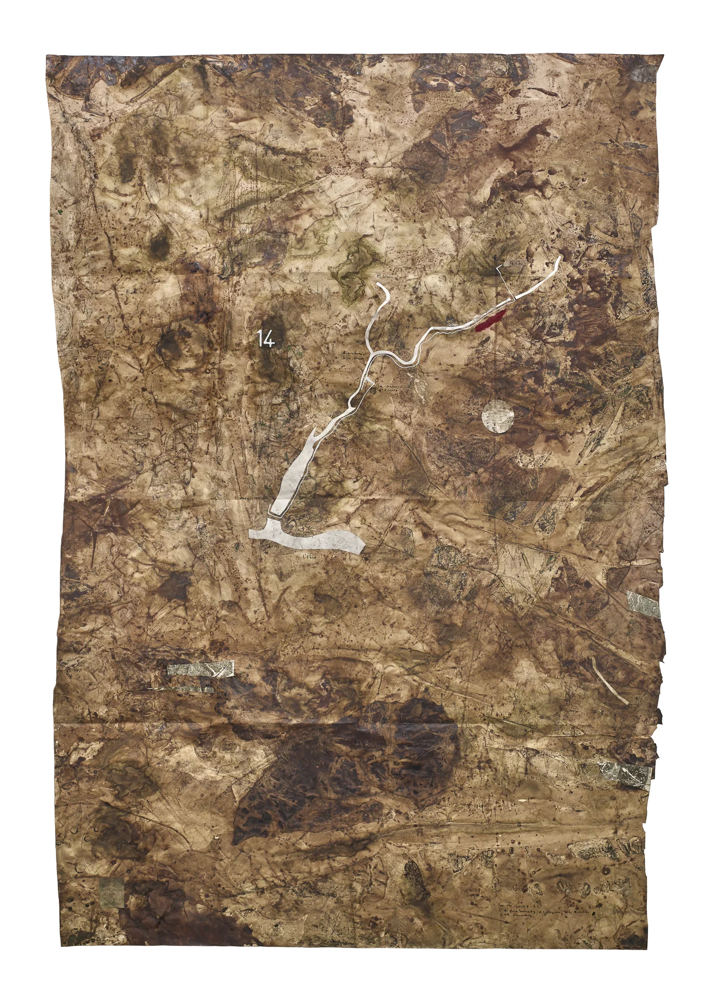 Mapa Sequere 11, técnica mixta y collage sobre papel, 150 × 100 cm