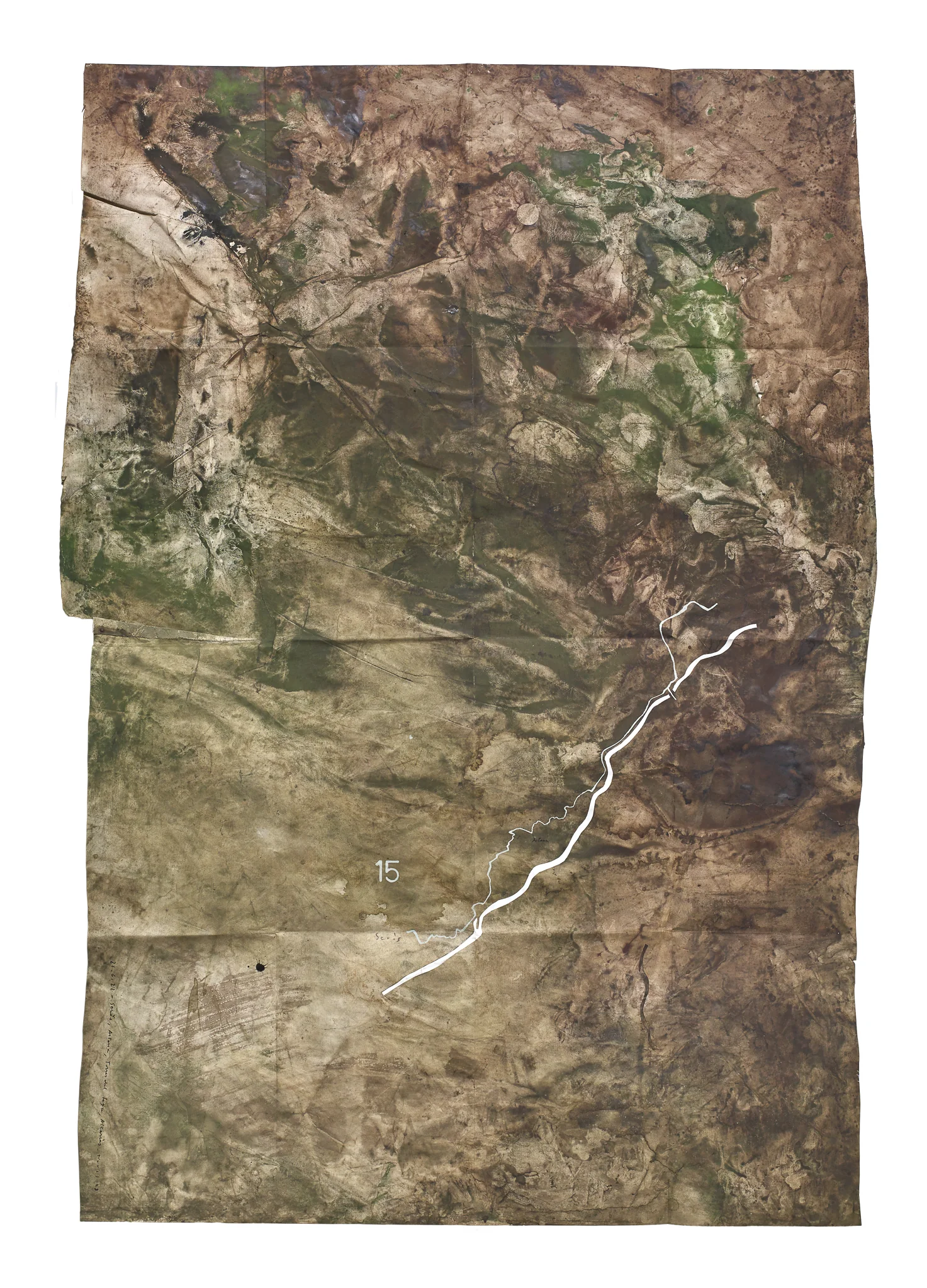 Mapa Sequere 12, técnica mixta y collage sobre papel, 150 × 100 cm