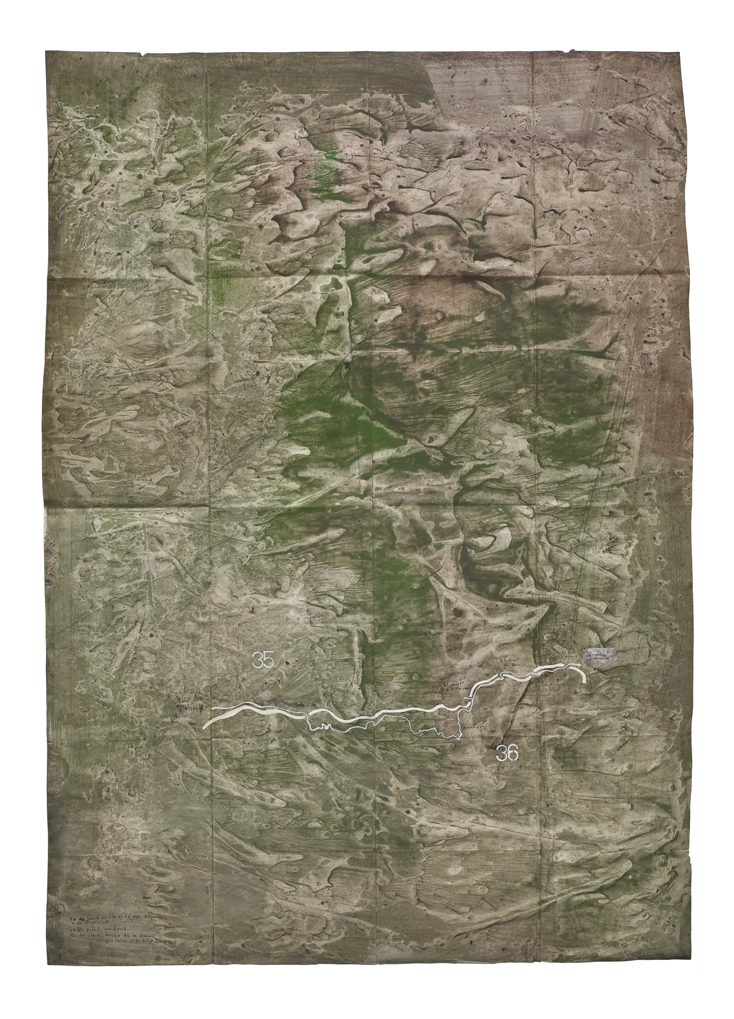 Mapa Sequere 25, técnica mixta y collage sobre papel, 150 × 100 cm