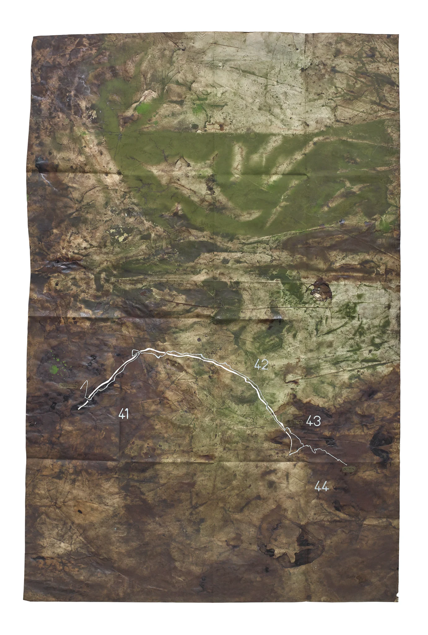 Mapa Sequere 28, técnica mixta y collage sobre papel, 150 × 100 cm